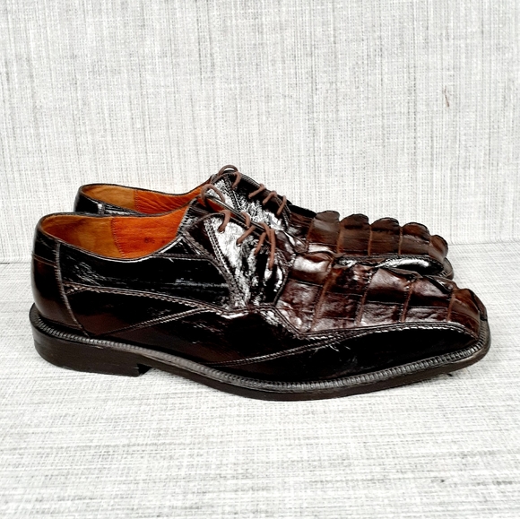 Romano "Lucas" Brown Genuine Crocodile Tail Eel Shoes 8.5 - Picture 5 of 9
